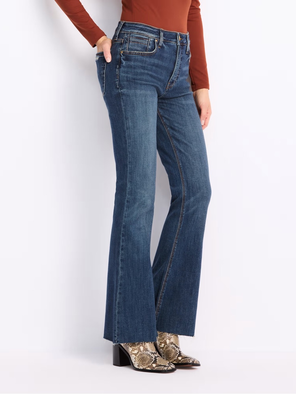 KUT from the Kloth Stella High Rise Fab Ab Flare Jeans Raw Hem 28” Waist
